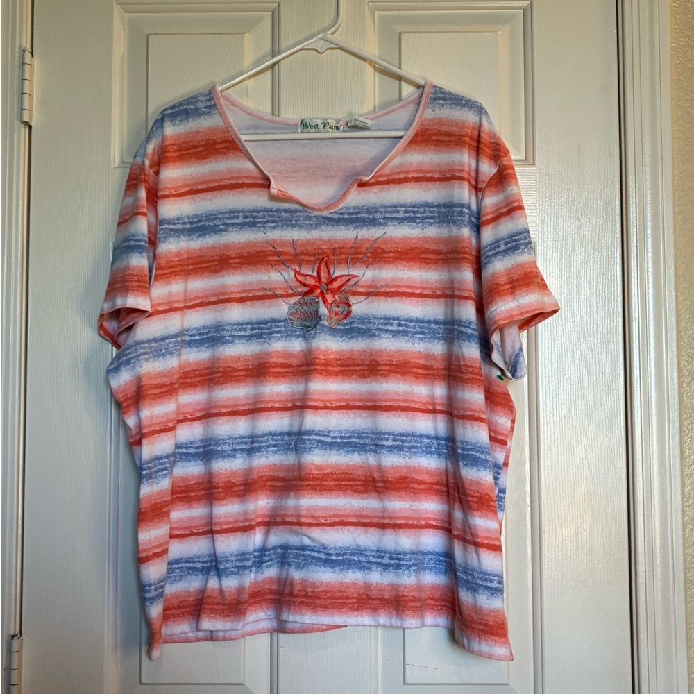 Striped Short Sleeve Tee - Red and Blue